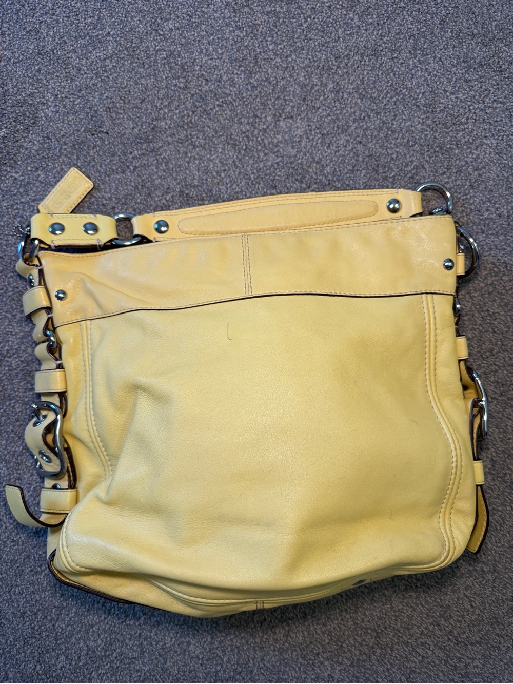Vintage Coach Zoe Large Leather Hobo Buckle Shoulder Bag F12669 in Yellow - Picture 8 of 10